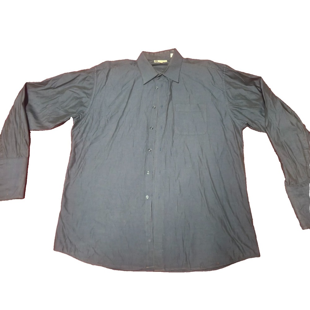 Bachrach Mens Dress Shirt 17.5 36/37 Grey French Cuff Long Sleeve Button Up